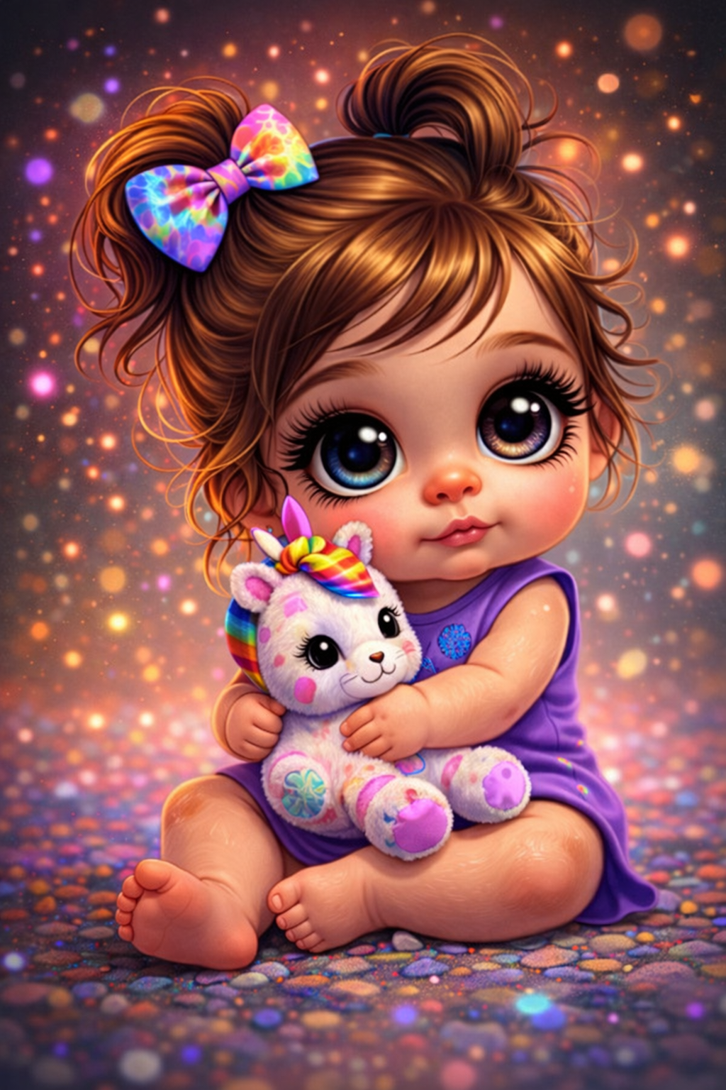 Snuggletastik Baby – Neon Babycore Art Print | Cosmic Cute Doll Aesthetic